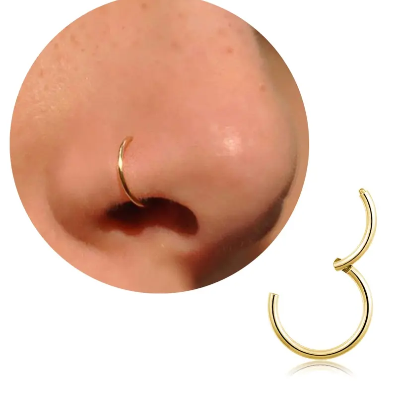 20G 18G 16G Hinged Nose Ring, 316L Stainless Steel Cartilage Hoop Earrings for Women & Men, Septum Ring, Lip Piercing Jewelry, Body Piercing Jewelry, 6mm/8mm/10mm Hinged Nose Hoops