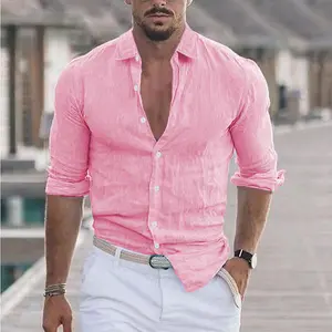 Men's Classic Collared Longsleeves Cotton Shirt - Soft, Breathable, Loose-Fit Fabric, Casual Shirts for Menswear Streetwear