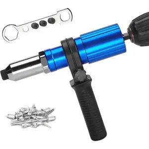 Professional Rivet  Adapter Kit,Electric Power Drill Rivet Attachment,Easy Processing for Pop Riveting Work,4 Rivet Heads 2.4mm 3.2mm 4.0mm 4.8mm and 80 count Rivet Nails
