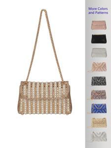 women's elegant clutch faux pearl & rhinestone decorated evening bag, chain strap bling shoulder crossbody bag, exquisite faux pearl allure & rhinestone sparkle banquet bag for women & girls, fashionable evening bag for party decor, elegant stylish purse