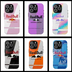 Aesthetic Red Bull Power Drink Matte Case Neon Ombre Charging Blue Bulls Cover for iPhone 17 - 11 Pro Max Plus Mini X XR XS 7 8 Plus or SAMSUNG GALAXY S25 - S21 Ultra Plus