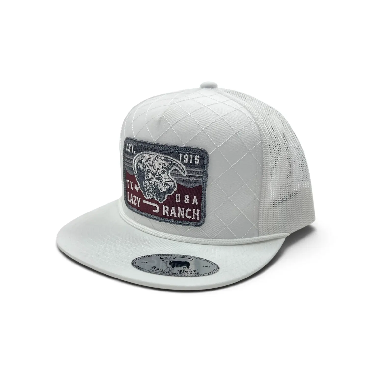 Lazy J Hat - White Red Rock Quilted