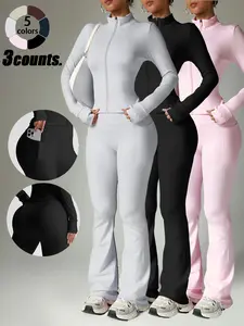 Women's Sportswear Set, Long Sleeve Top and Leggings, Ideal for Fitness Training, Comfortable Daily Wear, Perfect for Active Lifestyle, Yoga Clothes Set, Athleisure Sportswear Set