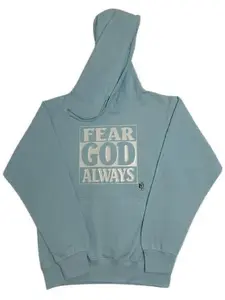 Fear God Always Pullover Hoodie, Sage Green, Religious Graphic Print