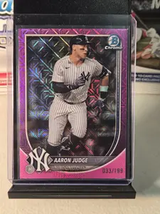 Aaron Judge Pink Refractor #99 2025 Bowman Chrome Baseball Card 033/199 New York Yankees