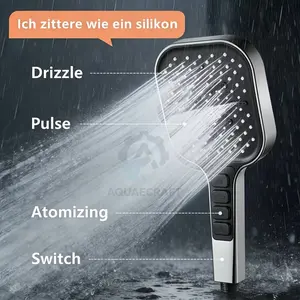 Bathroom Shower Head Set, [1pc-3pcs], Silver Color Finish, Multiple Modes Design, Durable & Stylish Bathroom Accessory