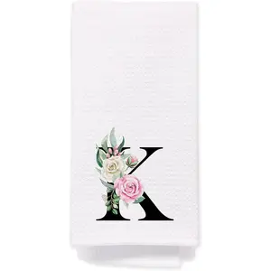 Monogrammed Initial K Hand Towels for Bathroom - Monogram Kitchen Dish  Towels with Intial, K Initial Gifts for Women/Men/Girls/Teacher, Personalized Gifts for Wedding/ Day/Christmas