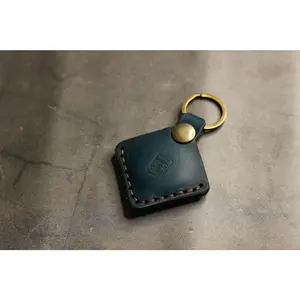 Leather AirTag Keychain - Turquoise Minerva