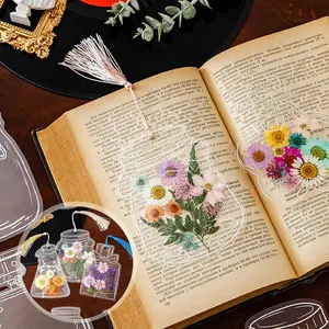 Handmade DIY Bookmark Kit — Transparent Plant Specimen & Dried Flower Labels for Glass Bottles(Flowers NOT Included)