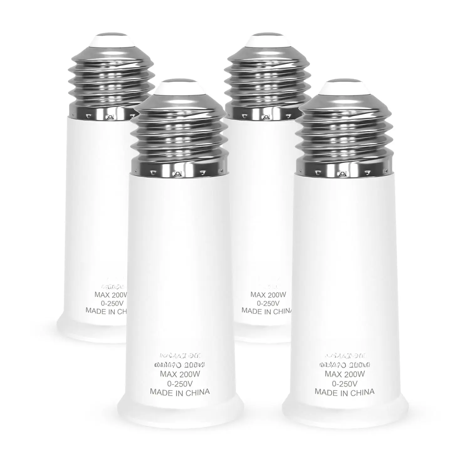 E26 Light Socket Extender, E26 to E26 Light Bulb Socket Adapter Standard Medium Base, 6.2 CM/2.55 Inch Extension, Bulb Adapter Socket Converter Max 200W, 0-250V, 4 Pack