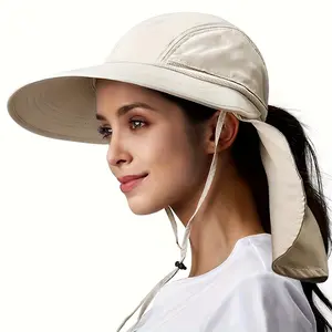 Unisex Nylon Wide Brim Hat with Neck Flap, 100% Sun Protection Cap for Hiking, Fishing, Safari, Gardening - Elastic, Woven, No Feathers, Hand Washable Outdoor Gear