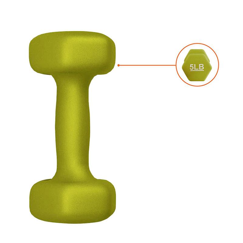 Neoprene Dumbbell Hand Weight Sets of 2 - 5LB Anti-Roll Anti-Slip Hexagon Shape Coated Weights for Fitness Training