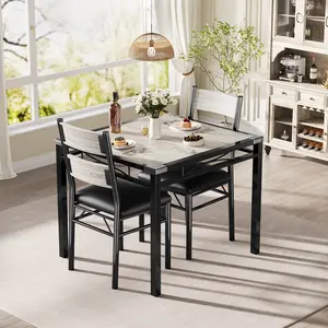 Fathersdaygift Summervibes Flash sale home items Space-Saving Dining Table Set – 3-Piece Compact Bistro Kitchen Furniture with 2 Upholstered Chairs, Vintage Brown Design, Ideal for Small Apartments & Breakfast Nooks