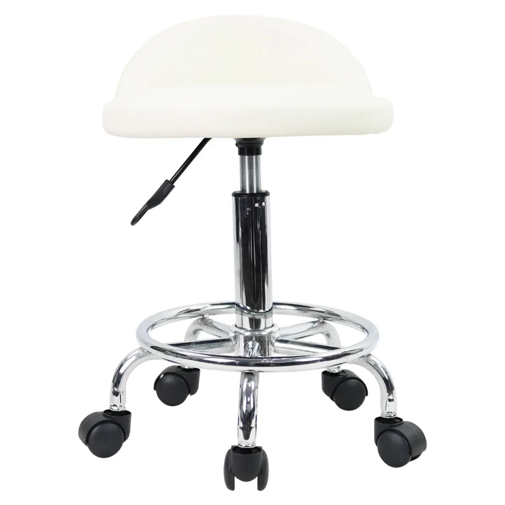 KKTONER PU Leather Low Back Top Rolling Stool - 360 Swivel, 18.9"-25" Height-Adjustable, 14.4" Cushion Dia, Ergonomic Office Chair, Easy Install & Clean, Tattoo, Facial, Spa Furniture