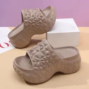 Women's Summer Chunky Platform Wedge Heeled Flip Flops Outdoor, Non-Slip Wear Resistant Thong Sandals Square Toe Breathable, Elegant Minimalism Versatile Soft Sole EVA Sandals