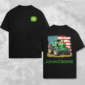 John Deere USA Flag Tractor Graphic T-Shirt, Farm Equipment Sweatshirt, Retro Farming Tractor T-Shirt, Country Farmer Hoodie, Agriculture Tractor Lover Gift, Rural Farm Life Tee For Men Women