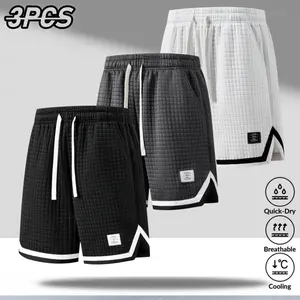 Men’s summer new solid color checkered textured quick dry breathable 3 pack shorts—casual and comfortable, made from soft fabric, suitable for men who love sports for basketball training or everyday wear. Shorts Knit casual lightweight tiktokshopspringglo
