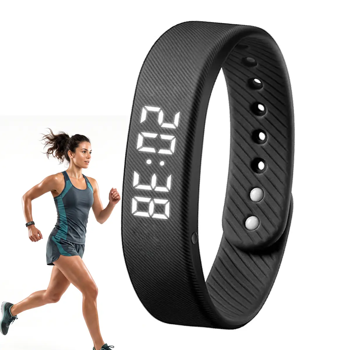 Digital Fitness Tracker with LED Display, Waterproof Sport Watch with Pedometer, Calorie & Distance Tracking, Vibration Alarm, USB Plug-and-Play Charging, Lightweight Wristband for Men Women