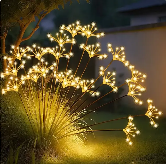 Solar Starburst Garden Lights - Warm White Fireworks Pathway Decor for Home Improvement, Garden Supplies outdoor lawn statue decorative ornament funny decoration
