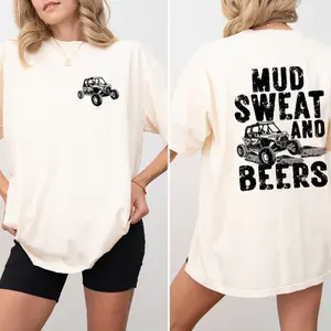 Mud Sweat and Beers Off-Road Graphic T-Shirt - Funny 4x4 ATV UTV Jeep Truck Trail Riding Tee for Men Women Unisex Outdoor Adventure Camping Beer Lover Shirt