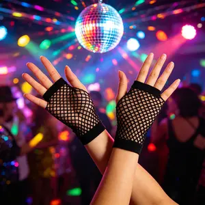 Fishnet Fingerless Gloves for Women, Stretchy Mesh Wrist Gloves, Elegant 80s 90s Costume Accessory, Perfect for Party Dance, 1 Pair