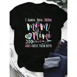 Women'S 100% Mimi Graphic T-Shirt - "I Have Two Titles Mom And Mimi" Fun Printed Design, Short Sleeve Round Neck Casual Tee For Casual Attire T-Shirt For Men And Women