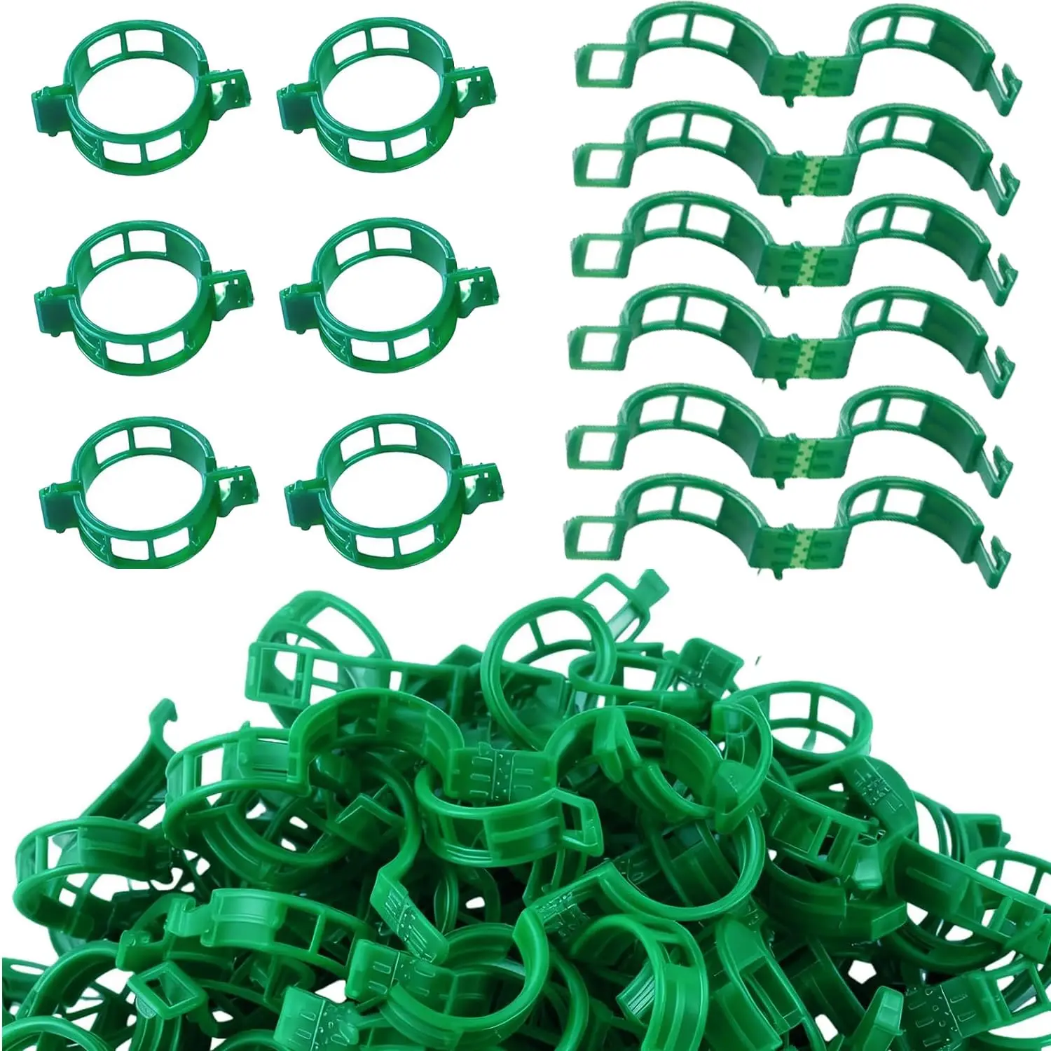 100 Pcs Green Plant Support Clips, Plastic Clips for Securing Plants,Tomato Vine Clips, Reinforced Plant Clips, Garden Clips for Climbing Plants,Grape and Vine Vegetable, For Plants Healthier