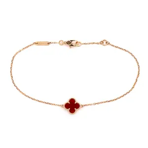 Pre-owned Van Cleef & Arpels Sweet Alhambra Bracelet 18K Rose Gold and Carnelian by Rebag