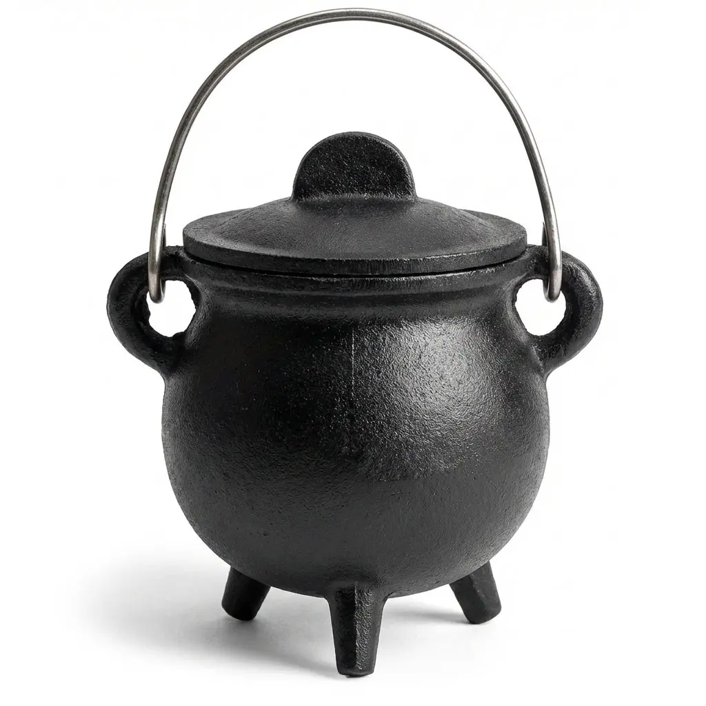 Plain Cast Iron Cauldron with Lid — 3” Ritual Burning Vessel Plain Cast Iron Cauldron with Lid — 3” Ritual Burning Vessel