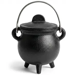 Plain Cast Iron Cauldron with Lid (3")