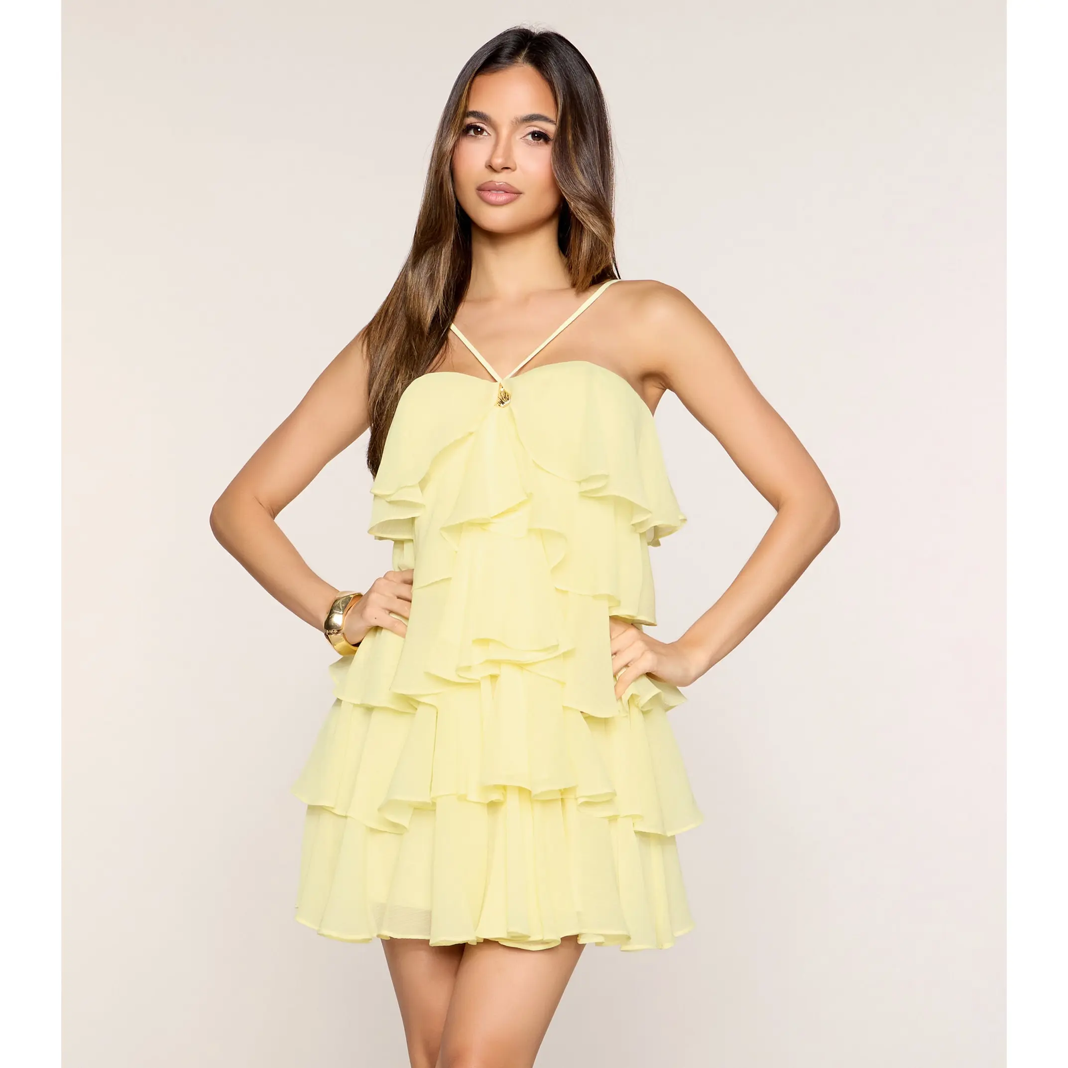 Maribel Ruffle Chiffon Babydoll Dress