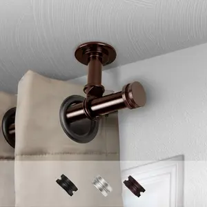 Central Design  1 in. Dia. Leo Ceiling Curtain Rod, Bronze - 120-170 in.