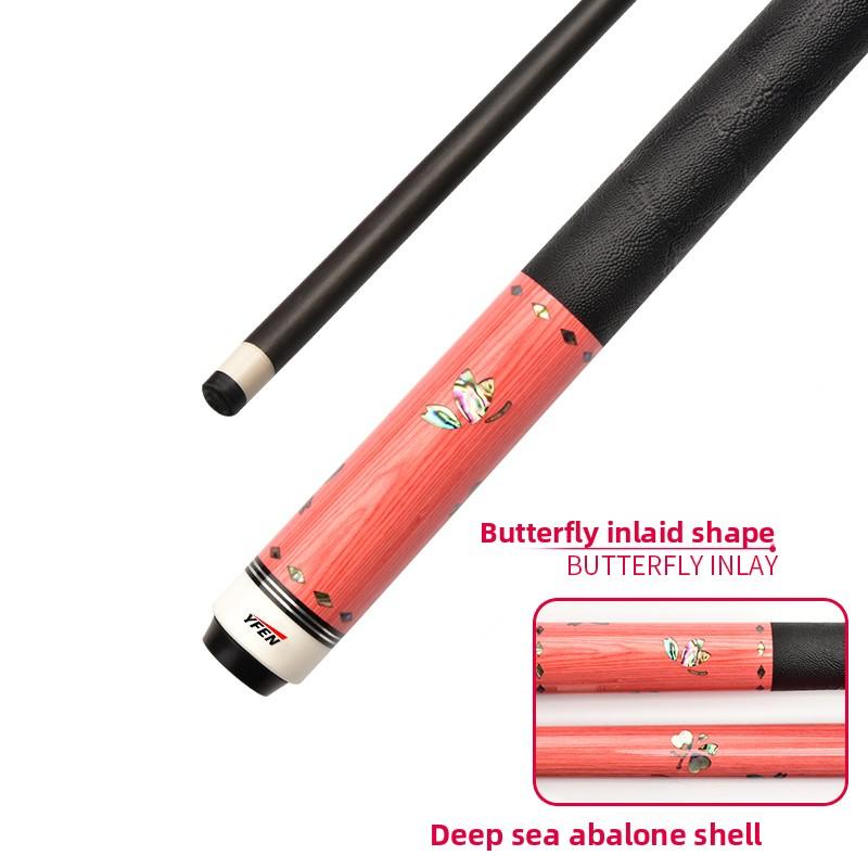 Carbon Fiber Pool Cue Stick with Abalone Shell Inlay, Pink & Black Design - 58-Inch Heavyweight 19-20oz Billiard Cue, Leather-Wrapped Grip & 11.8mm Tip for Tournaments, /Pro Use