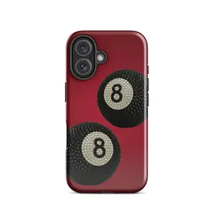 Original Burgundy Red Bling Rhinestone 8‑Ball Billiard Print Phone Case for iPhone 17 Pro Max 16 Pro 15 Pro Samsung S24 S25 Ultra, Soft Full‑Coverage Shockproof Protective Cover, Trendy Y2K Lucky Aesthetic Case Compatible with Samsung A Series