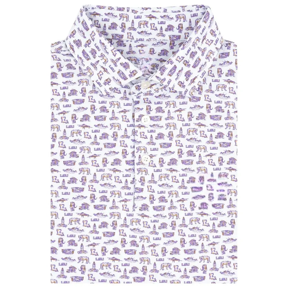 The LSU College Town Men's Short Sleeve Collegiate Polo, Polo 3D Unisex, Gif For Him