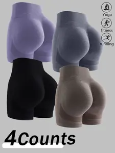 4 Piece Sexy Women's Underwear Set, High Waist Hip Lifting Yoga Pants, Breathable Mesh Running Shorts, Comfortable and Stylish