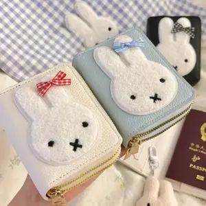 Kawaii Miffy Card Pack Wallet Cartoon Miffy Keychain Cute Double Layered Storage Id Bag Coin Purse Compact Portable Perfect Gift