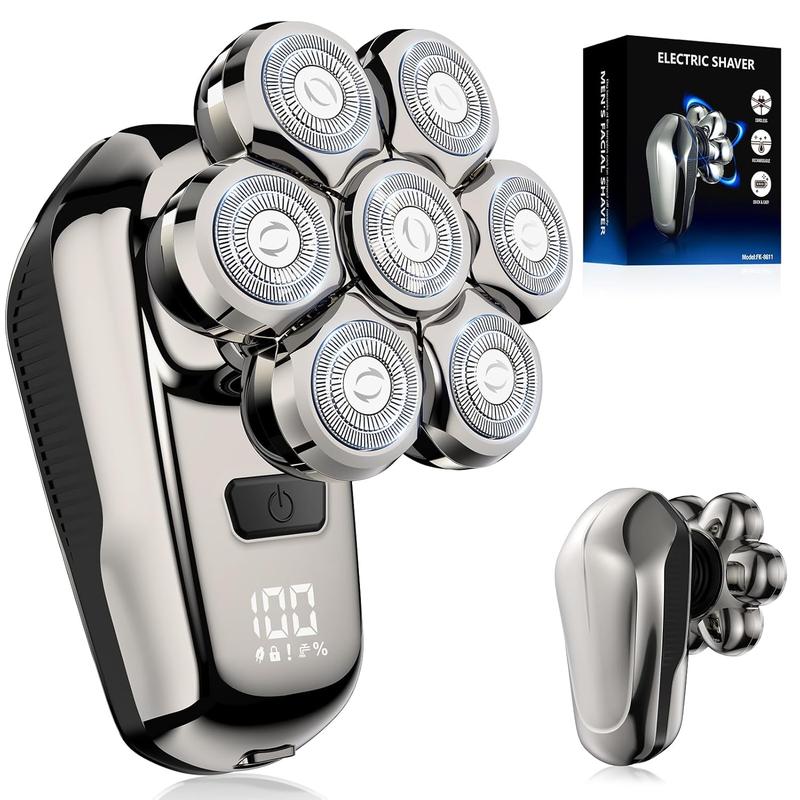 WAEN Head Shaver for Bald Men, Coklean 1400mAh Detachable Electric Shavers Rechargeable Rotary Shaver with LED Display & 8500RPM Motor IPX6 Waterproof Dry/Wet Electric Razor, Gift for Dad Husband