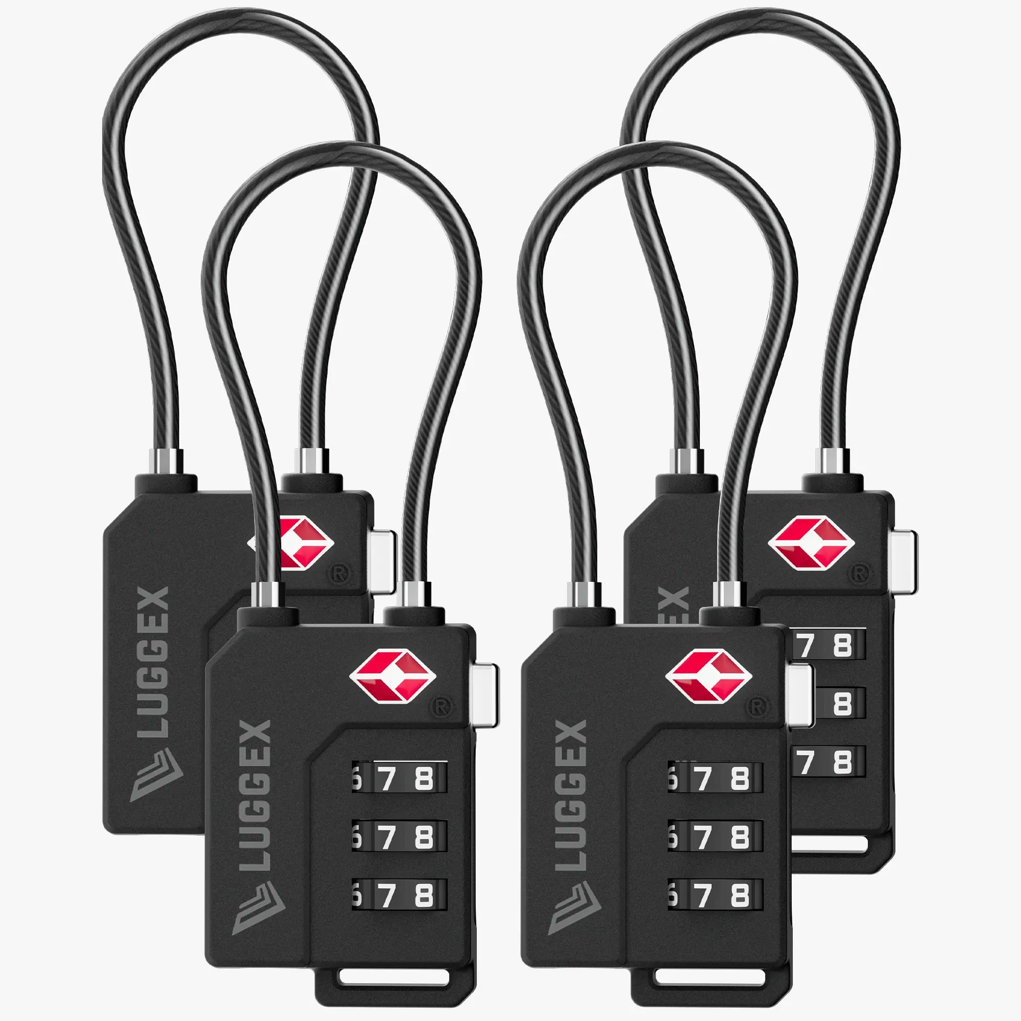 LUGGEX 2/4/6 Pcs TSA Locks for Luggage, 3 Digit Combination, Travel Lock for Suitcase, Backpack, Gym & Student Lockers, Ease of Use & Durable TSA-Core