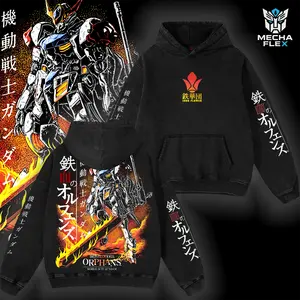 Barbatos Iron Blooded Orphans Mobile Suit Gundam Unisex Vintage Washed Double Printed Heavyweight Cotton Oversized Wash Tee, Hoodie Washed Party Clothes, Clothes for Daily Wear