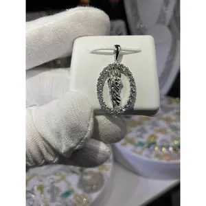 Sterling Silver Moissanite St.Jude Halo Medallion Pendant