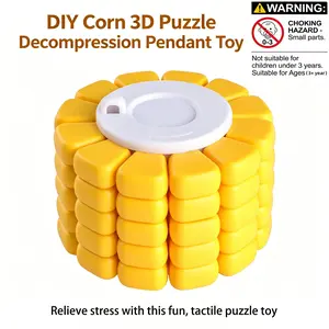 Pack Corn Building Block Fidget Toy, Realistic Food Design, Easy Assembly, Detachable Keychain, Portable Sensory Toy for Kids & Adults
