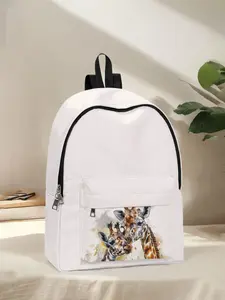 Giraffe Print Backpack, Fun Design, Fashionable Look, Spacious Storage, Ideal for School, Travel, Business Trips, Back-To-School Season