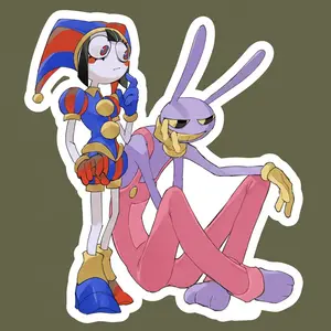 Chaotic Duo Circus Madness Pomni & Jax Sticker