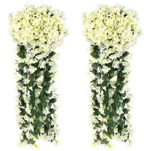 Artificial violet hydrangea, artificial flower wall, balcony hanging plant, artificial flower vine decoration, artificial hydrangea wall hanging flower, Fake Plant Vine