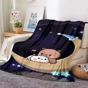 Soft Funny Throw Blanket Cute Bubu And Dudu Series Blanket Cartoon Print Kids Warm Flannel Comfortable Home Travel Bed Blankets Birthday Gift