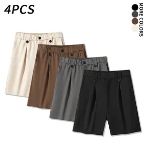 4 pcs Men’s black pleated high-waist dress shorts, everyday business casual summer suit shorts #summervibes