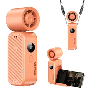 Mini Handheld Turbo Fan: Phone Stand, Neck Strap, Waist Clip, Rotatable, Foldable & Handheld. 5000mAh Long Battery Life. For Commuting, Cycling, Hiking & Outdoor Activities  Summer Essential. Fathersdaygift