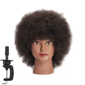 10'' Afro Mannequin  With  Human Hair  Manikin  Doll  For Hairdresser With Clamp Stand (10 inches)
