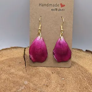Real Rose Petal Earrings – One-of-a-Kind & Handmade with Love